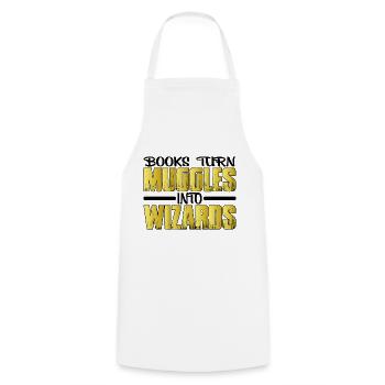 Books Turn Muggles Into Wizards 2 - Cooking Apron - white - Front - AI Model Male 185 dark (185cm)