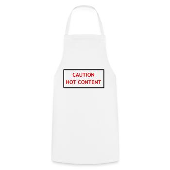 caution hot content, i am hot, flames - Kochschürze - Weiß - Vorne - AI Model Male 185 dark (185cm)