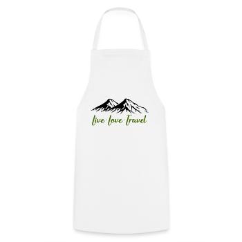 Vivre l’amour voyage montagnes - Tablier de cuisine - blanc - Devant - AI Model Male 185 dark (185cm)