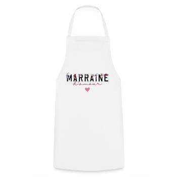 Marraine d’amour fleurs- idée cadeau marraine - Tablier de cuisine - blanc - Devant - AI Model Male 185 dark (185cm)