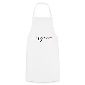 Silja Name Calligraphy Font - Cooking Apron - white - Front - AI Model Male 185 dark (185cm)