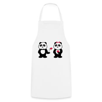 Couple of pandas in love - Cooking Apron - white - Front - AI Model Male 185 dark (185cm)