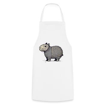 Strick Wasserschwein Capybara - Kochschürze - Weiß - Vorne - AI Model Male 185 dark (185cm)