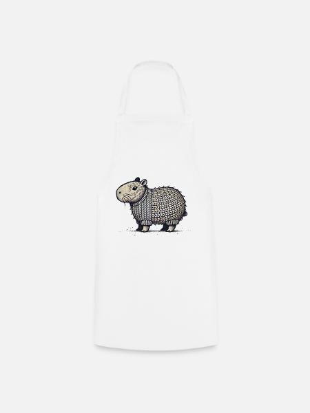 Strick Wasserschwein Capybara - Kochschürze - Weiß