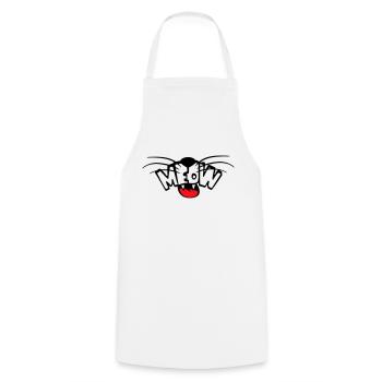 Meow Cat Comic Text Meow Funny Cartoon Quote - Cooking Apron - white - Front - AI Model Male 185 dark (185cm)
