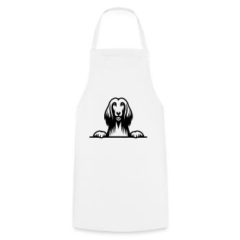 Afghan Hound - Cooking Apron - white - Front - AI Model Male 185 dark (185cm)