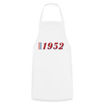 Year 1952 - Cooking Apron - white - Front - AI Model Male 185 dark (185cm)