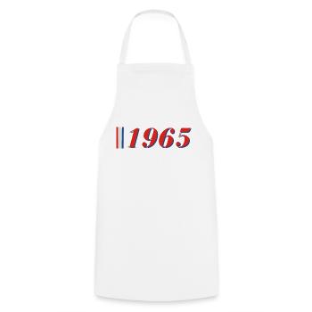 Année 1965 - Tablier de cuisine - blanc - Devant - AI Model Male 185 dark (185cm)