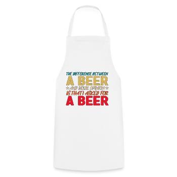 The Difference Between A Beer And Your Opinion 3 - Cooking Apron - white - Front - AI Model Male 185 dark (185cm)