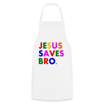 Jesus saves bro - Cooking Apron - white - Front - AI Model Male 185 dark (185cm)