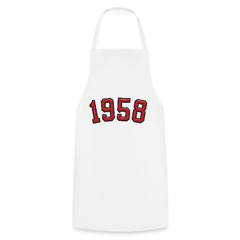 Year of birth sport 1958 - Cooking Apron - white - Front - AI Model Male 185 dark (185cm)