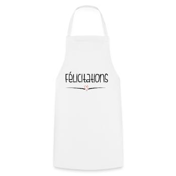 BRAVO. FELICITATIONS. NAISSANCE. ANNIVERSAIRE. BAC - Tablier de cuisine - blanc - Devant - AI Model Male 185 dark (185cm)