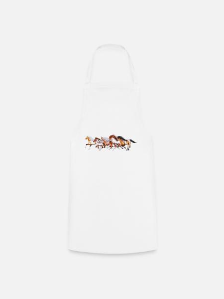 Troupeau de chevaux sauvages - Tablier de cuisine - blanc