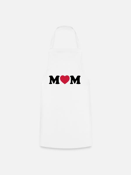 Mom heart - Cooking Apron - white