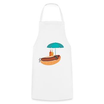 Bratwurst sur la plage - Tablier de cuisine - blanc - Devant - AI Model Male 185 dark (185cm)