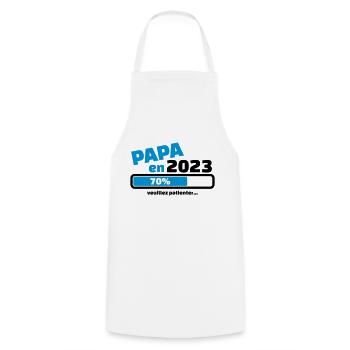 annonce grossesse papa en 2023 veuillez patienter - Tablier de cuisine - blanc - Devant - AI Model Male 185 dark (185cm)