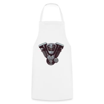 Moteur de moto - Tablier de cuisine - blanc - Devant - AI Model Male 185 dark (185cm)