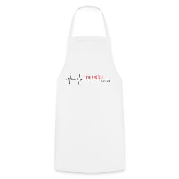 live and die - that's life cardio - Cooking Apron - white - Front - AI Model Male 185 dark (185cm)