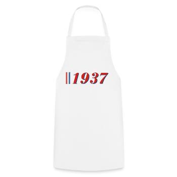 Année 1937 - Tablier de cuisine - blanc - Devant - AI Model Male 185 dark (185cm)