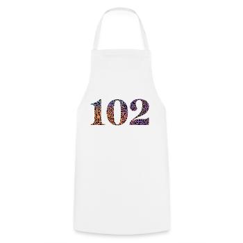 102e anniversaire léopard - Tablier de cuisine - blanc - Devant - AI Model Male 185 dark (185cm)