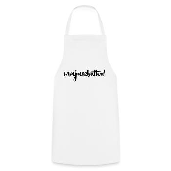 Majusebetter Trier Spruch Moselfränkisch oh maju - Kochschürze - Weiß - Vorne - AI Model Male 185 dark (185cm)