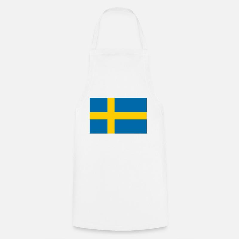 Drapeau de la Suède 🇸🇪 - Tablier de cuisine - blanc