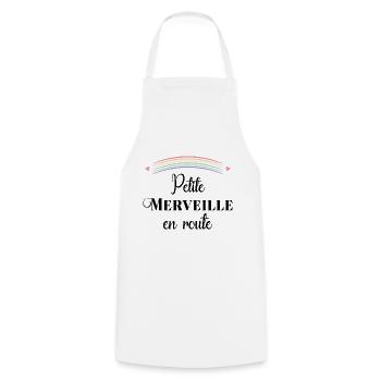 Idée Cadeau future maman petite merveille en route - Tablier de cuisine - blanc - Devant - AI Model Male 185 dark (185cm)