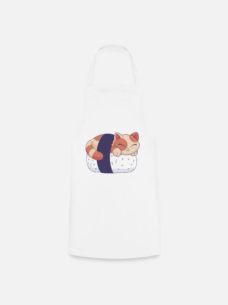 HQshirts Sushi Cat Cute - Cooking Apron - white