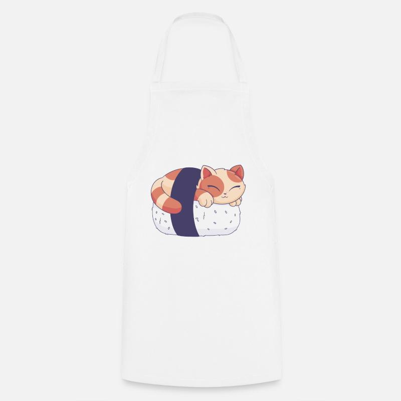 HQshirts Sushi Cat Cute - Cooking Apron - white