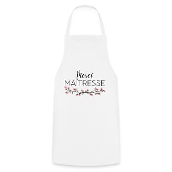 Merci maîtresse - Tablier de cuisine - blanc - Devant - AI Model Male 185 dark (185cm)