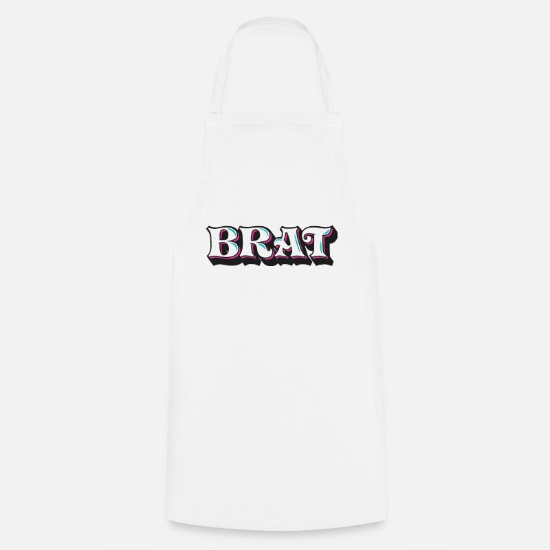 Brat, gore effronté, écriture décorative 3D, graffiti - Tablier de cuisine - blanc