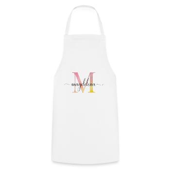 M | Monogramme | Nom | Magdalena | Aquarelle - Tablier de cuisine - blanc - Devant - AI Model Male 185 dark (185cm)