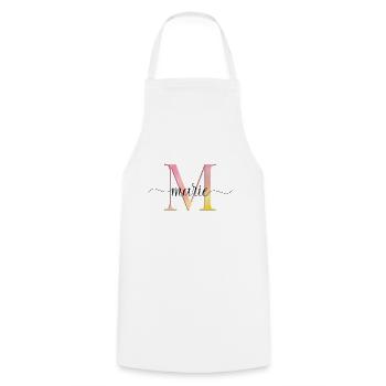 M | Monogramme | Nom | Marie | Aquarelle - Tablier de cuisine - blanc - Devant - AI Model Male 185 dark (185cm)