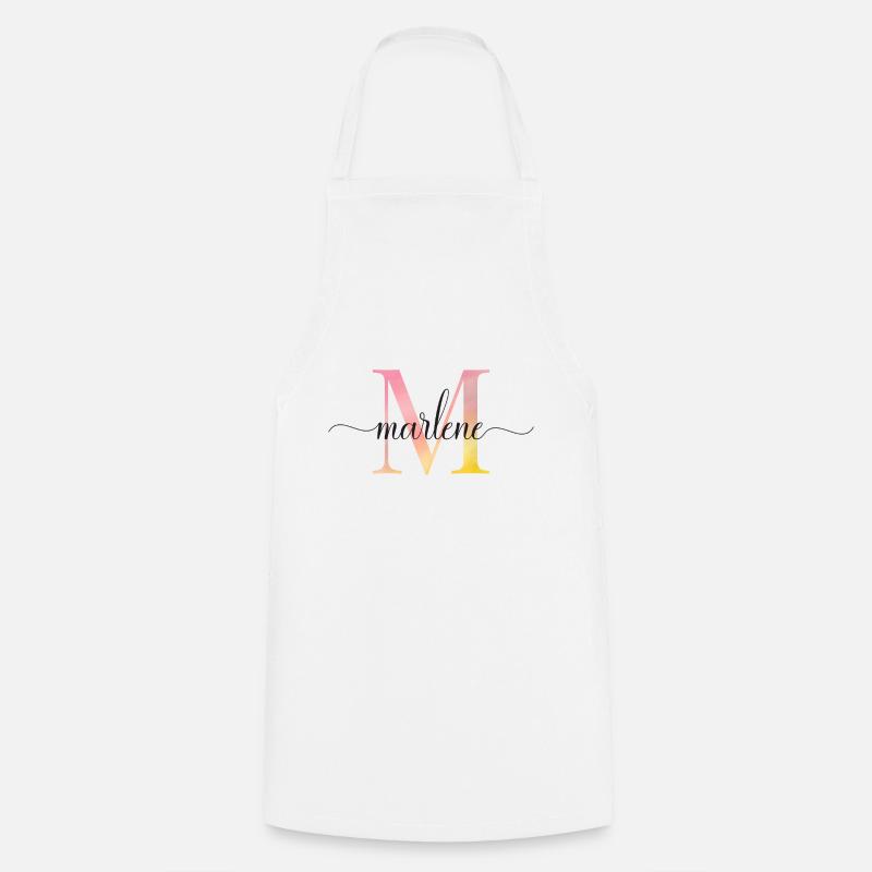 M | Monogramm | Name |Marlene |Watercolor - Kochschürze - Weiß