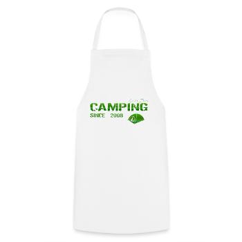 Camping 2008 Geschenk - Kochschürze - Weiß - Vorne - AI Model Male 185 dark (185cm)