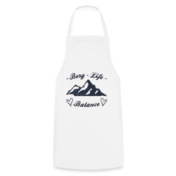 "Mountain Life Balance" - Mountains, Alps, Hiking - Cooking Apron - white - Front - AI Model Male 185 dark (185cm)
