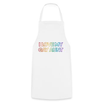 I love my gay aunt - Cooking Apron - white - Front - AI Model Male 185 dark (185cm)
