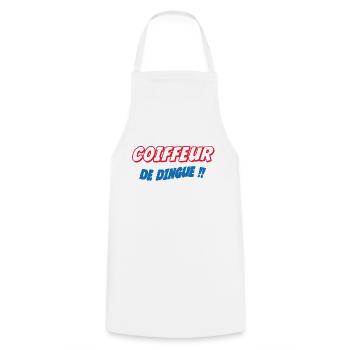 COIFFEUR de dingue !!! - Tablier de cuisine - blanc - Devant - AI Model Male 185 dark (185cm)