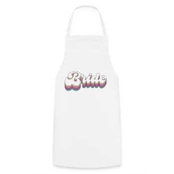 Mariée Vintage Lettrage Rétro Enterrement de vie de garçon Proposition engagée - Tablier de cuisine - blanc - Devant - AI Model Male 185 dark (185cm)