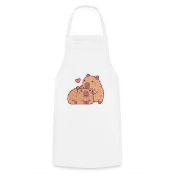 Câlins mignons Capybara Saint-Valentin - Tablier de cuisine - blanc - Devant - AI Model Male 185 dark (185cm)