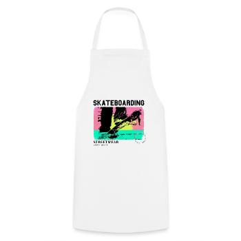 Skateboarding Skate Skater Skateboard Sk8 Vintage - Cooking Apron - white - Front - AI Model Male 185 dark (185cm)