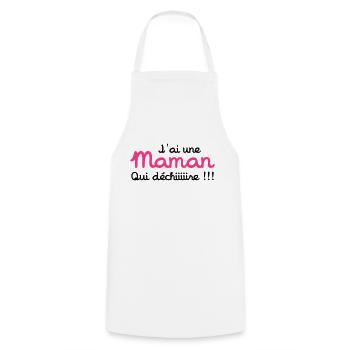 J'ai une Maman qui déchiiire ! - Tablier de cuisine - blanc - Devant - AI Model Male 185 dark (185cm)