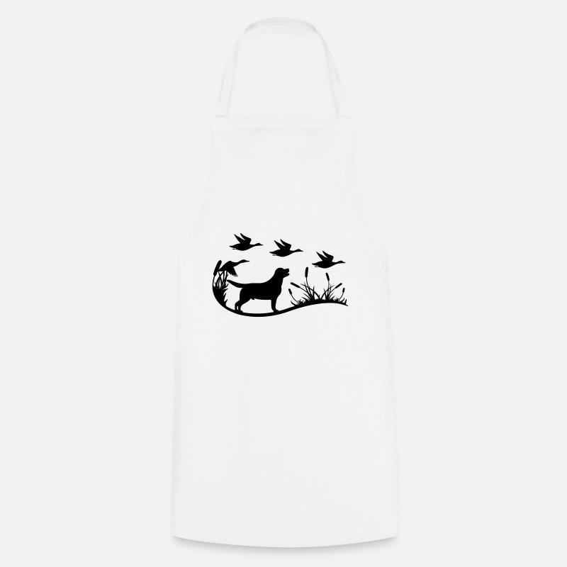 Labrador avec des roseaux et des canards - Tablier de cuisine - blanc