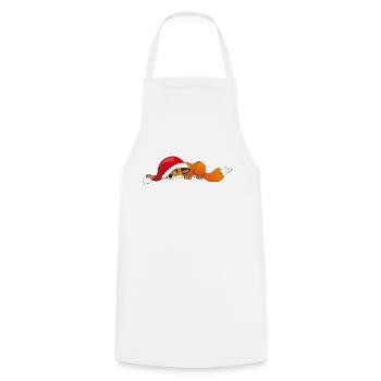 Renard avec chapeau de Noël - Tablier de cuisine - blanc - Devant - AI Model Male 185 dark (185cm)