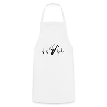 J'aime le saxophone (rythme cardiaque du saxophone) - Tablier de cuisine - blanc - Devant - AI Model Male 185 dark (185cm)