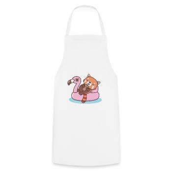 Cute Red Panda With Flamingo Pool Float Summer - Cooking Apron - white - Front - AI Model Male 185 dark (185cm)