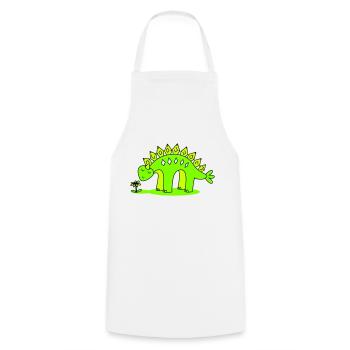 Little Dino smelling a flower - Cooking Apron - white - Front - AI Model Male 185 dark (185cm)