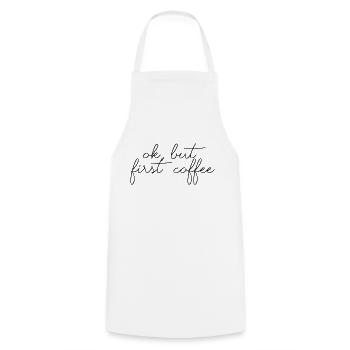 ok premier café café disant police petit déjeuner - Tablier de cuisine - blanc - Devant - AI Model Male 185 dark (185cm)