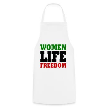 Women life freedom iran - Cooking Apron - white - Front - AI Model Male 185 dark (185cm)