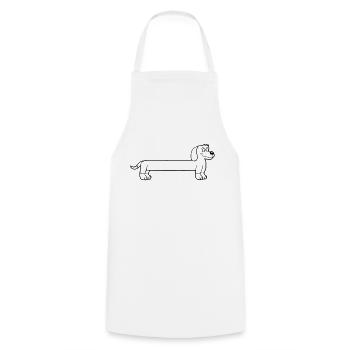 chien long teckel drôle long dessiné cool dessin animé - Tablier de cuisine - blanc - Devant - AI Model Male 185 dark (185cm)